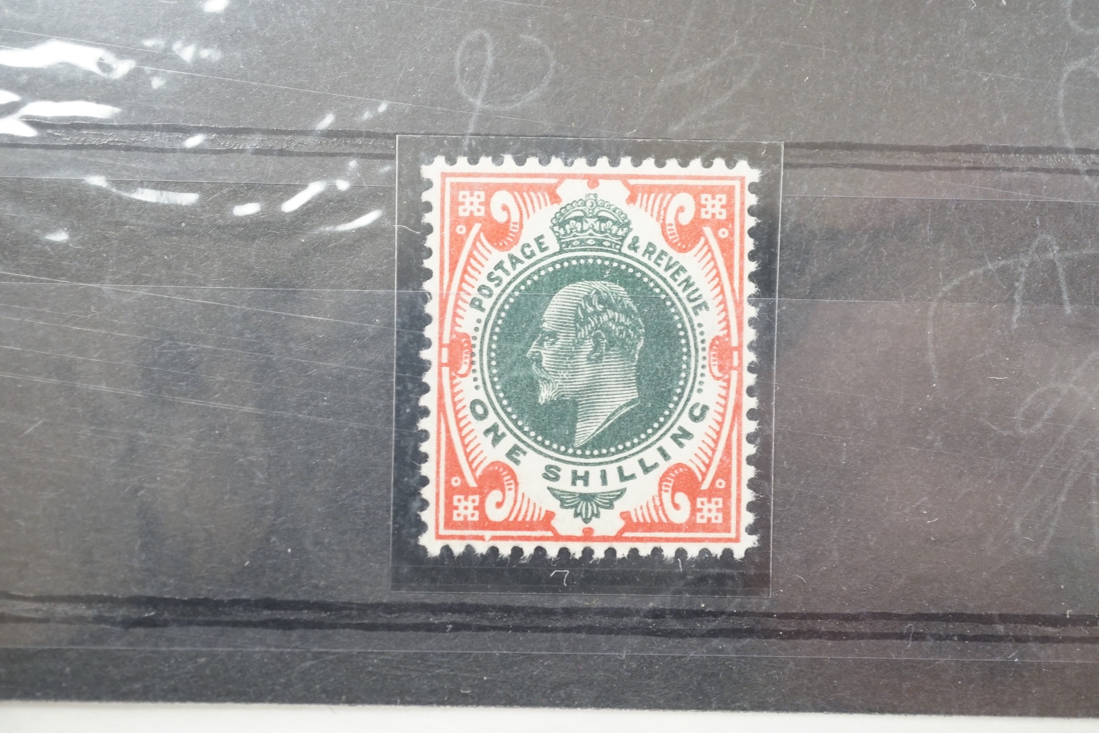 Great Britain Edward VII stamps in auction folders with 9d-10d-one shilling, mint, officials mint and used